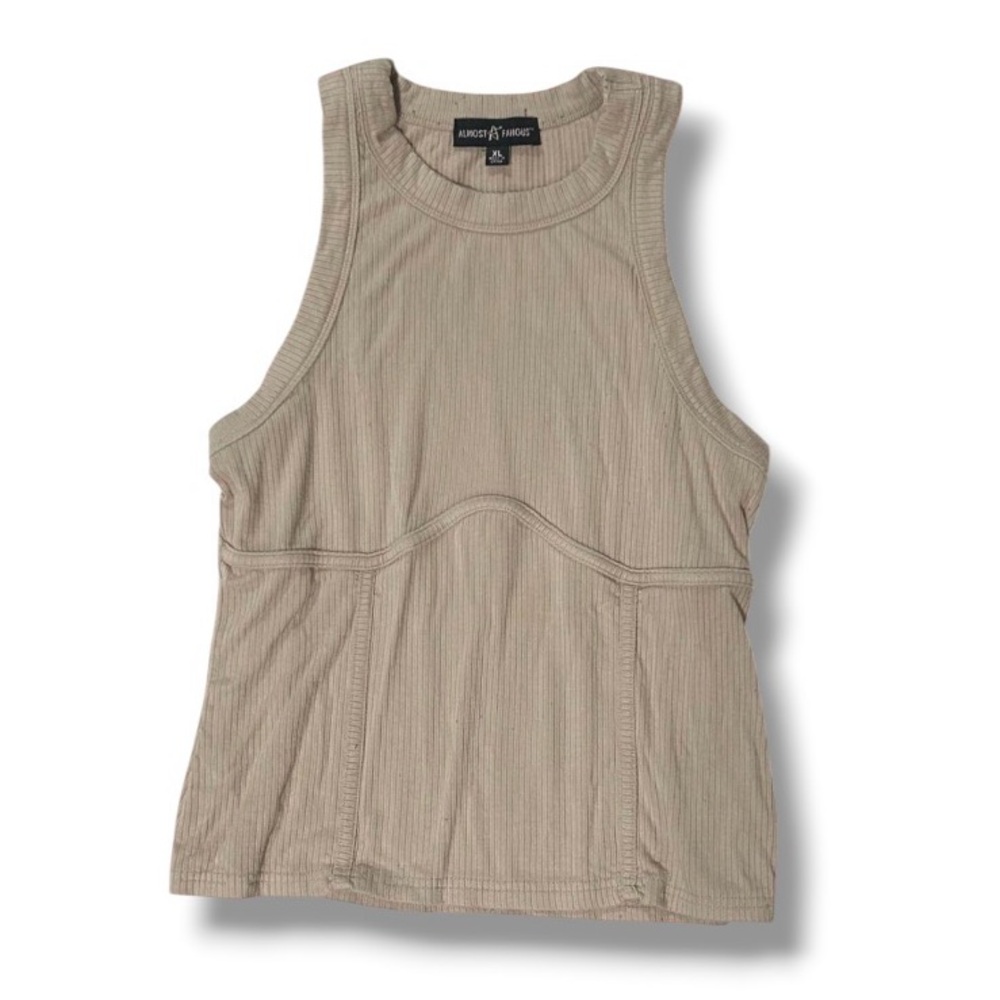 Almost Famous Khaki Ribbed Tank Top/Crop Top | Women’s Size XL